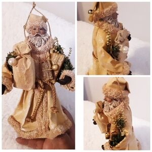 Gold Gorgeous Santa Tree Ornament 7.5"